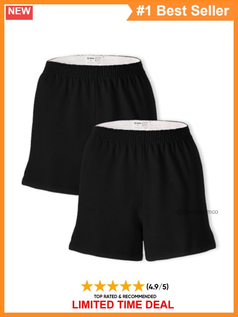 Cheer Athletic Cotton Blend Shorts 3 Inch Inseam 2 Pack